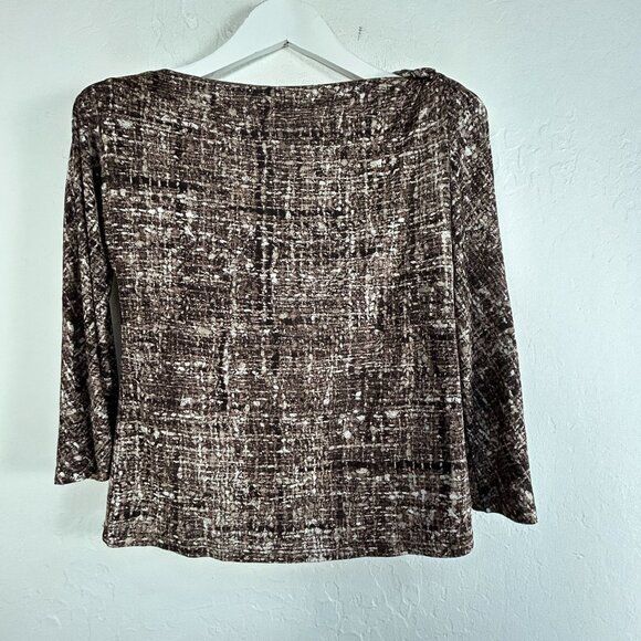 MaxMara Womens Brown Textured Knit Boat Neck Top Medium 3/4 Sleeve Made in Italy - Picture 1 of 7